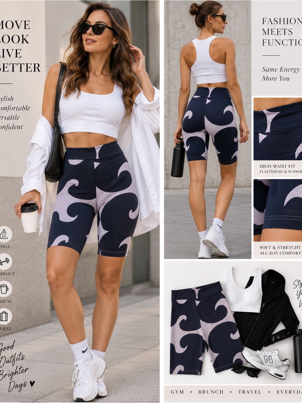 Adidas x Marimekko Biker Shorts Navy Purple Print NWT